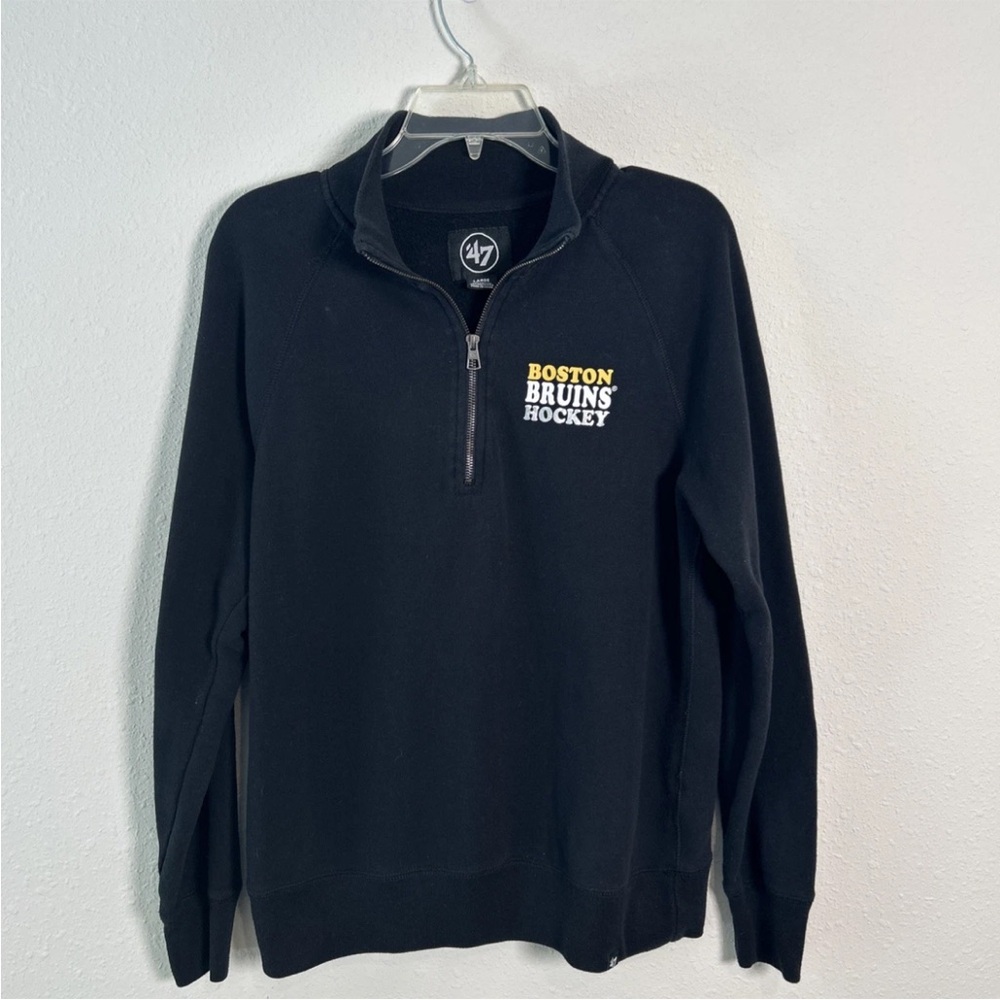 Boston Bruins ‘47 Brand 1/4 Zip Women’s Pullover Double Sided Black Gold Sz Lg
